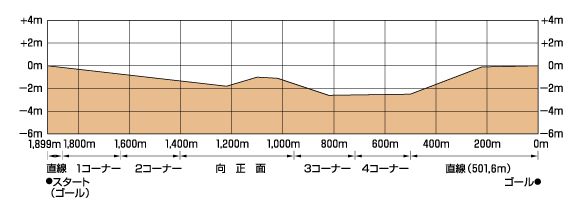 東京競馬場　ダートの高低差