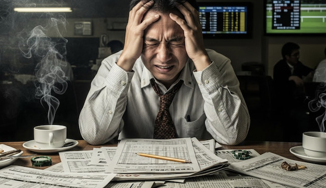 頭を抱えている男性