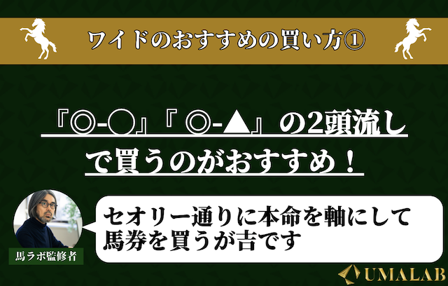 ワイドは『◎-◯』『 ◎-▲』の2頭流しがおすすめ