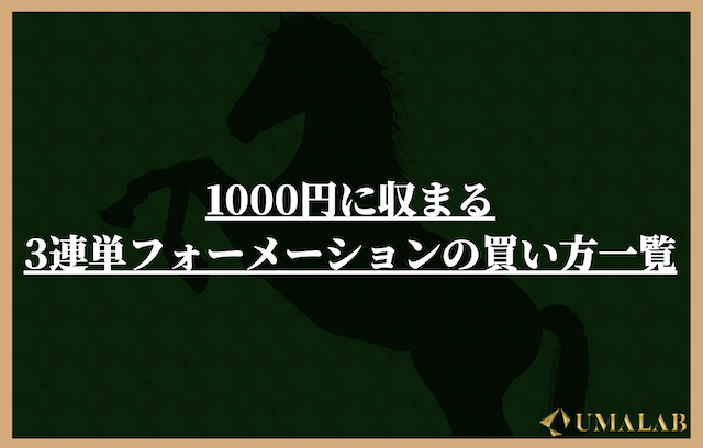 1000円に収まる3連単フォーメーションの買い方一覧