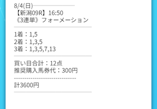 2024年08月04日投資ドリブン買い目