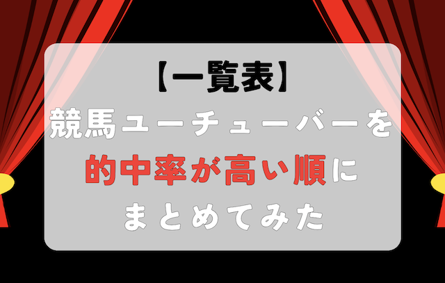 【一覧表】競馬ユーチューバーを的中率が高い順にまとめてみた