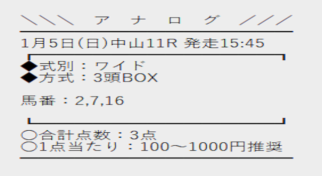 アナログ　無料予想