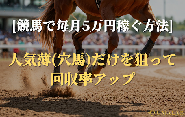競馬で毎月5万円稼ぐ方法④：人気薄(穴馬)だけを狙って回収率アップ