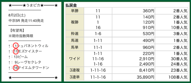 うまピカの予想