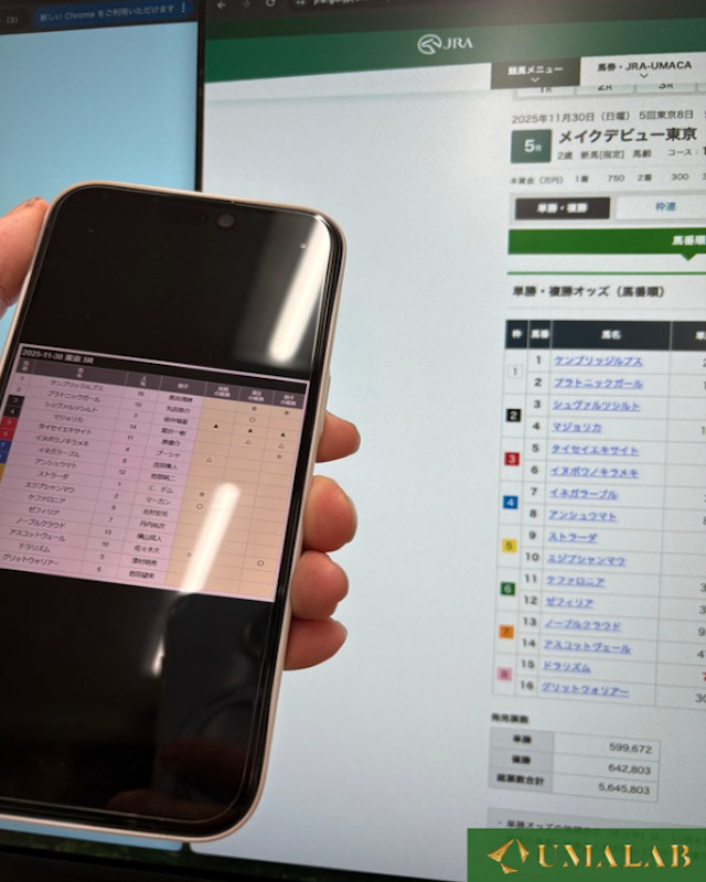 2025年11月30日に買い目と出走表を見比べながら検証する馬ラボ