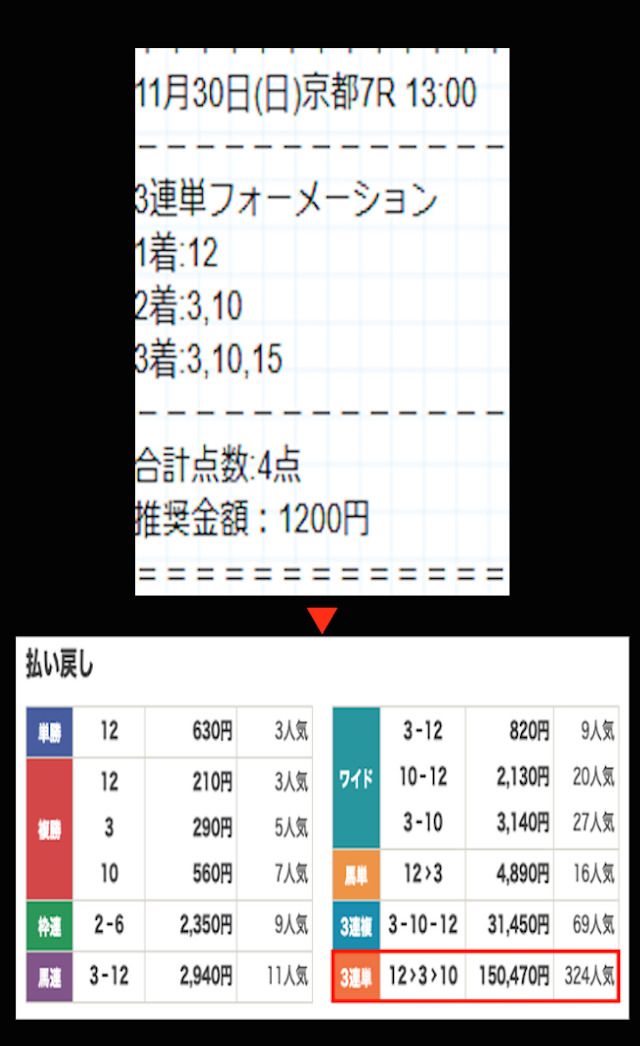 2025年11月30日の予想サイトの結果