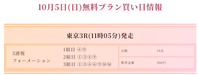 競馬クイーン2025年10月05日東京5Rの買い目