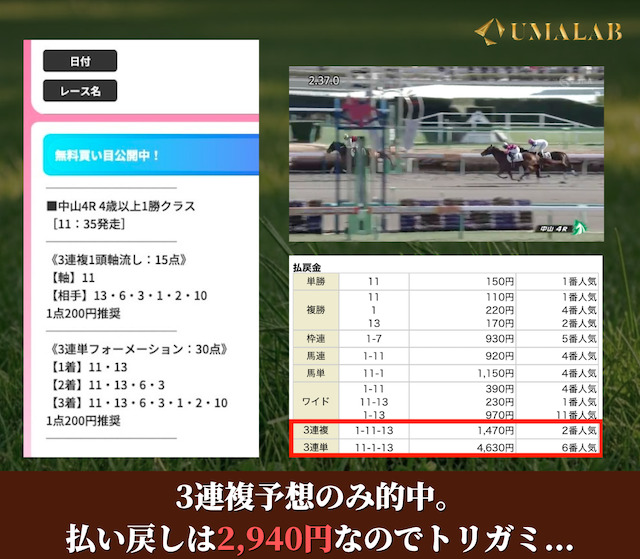 ジャックポットの無料予想の結果2