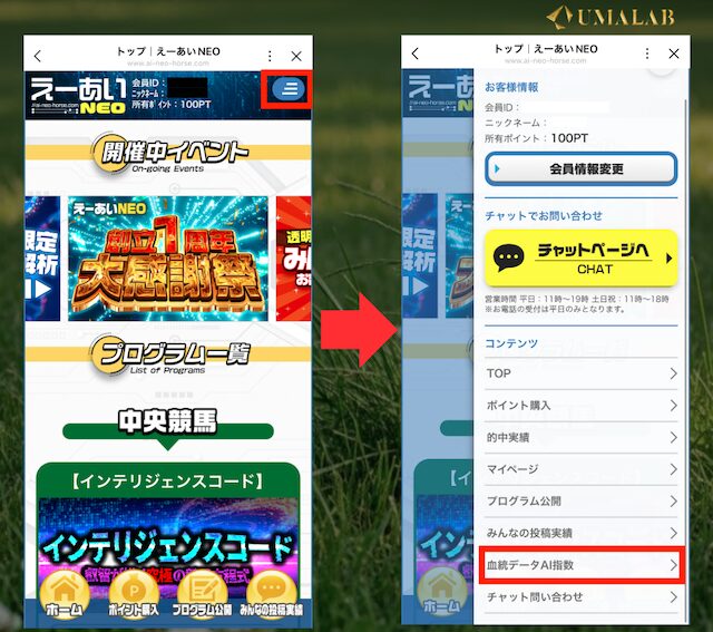 えーあいNEOの無料予想の見方
