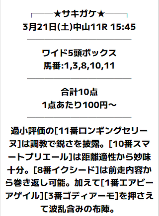 サキガケの予想例