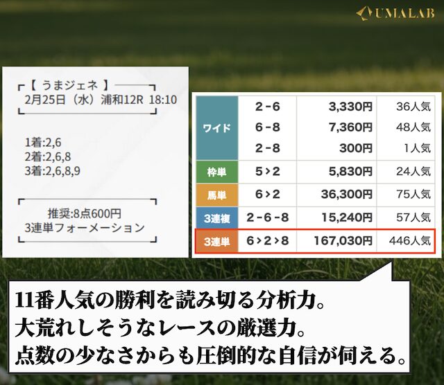 うまジェネの有料予想に対する感想