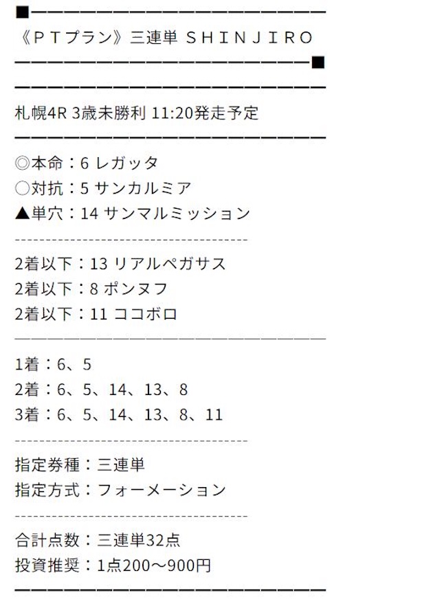 万馬券マスターズ2024年08月03日3連単マスターSHINJIROプランの買い目