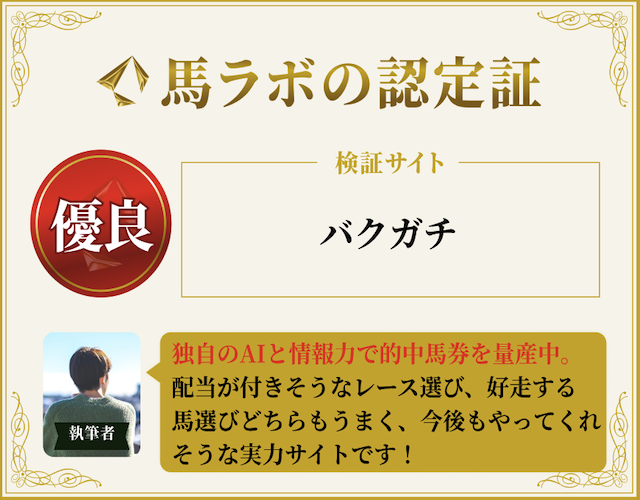馬ラボのバクガチに対する総評