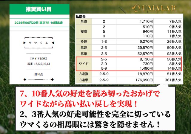 ウマくるの無料予想の総評画像