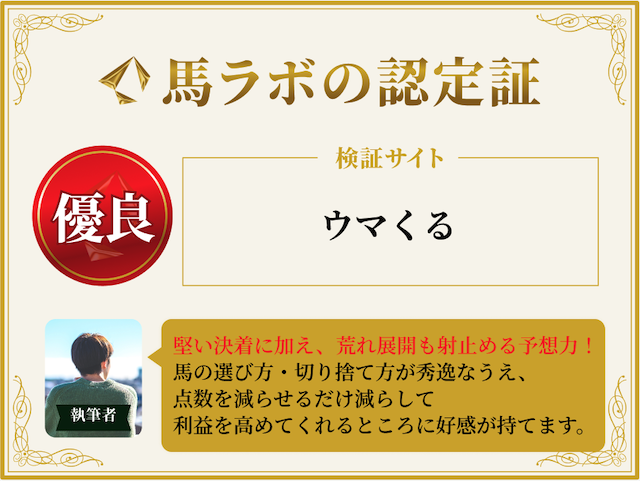 ウマくるの優良サイト認定証画像
