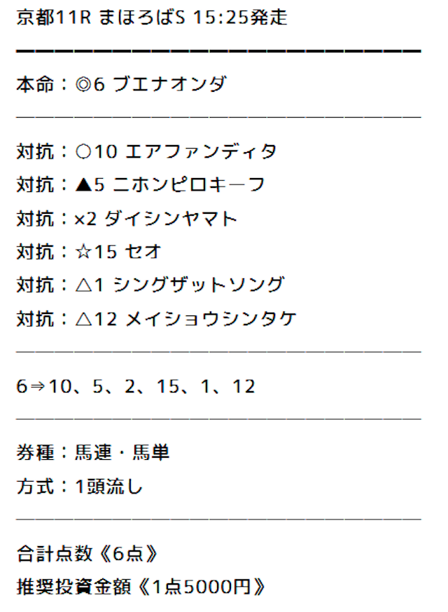 みどりの的中らんどの無料予想の買い目画像