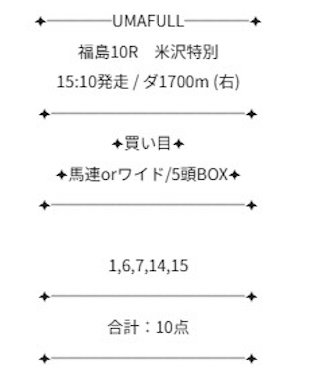 ウマフルの無料予想買い目画像