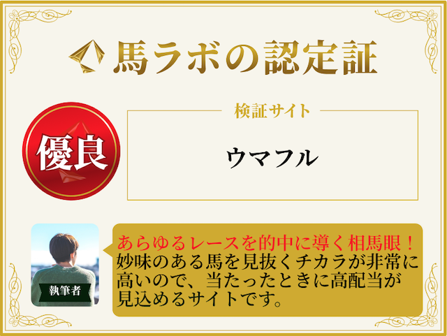 ウマフルの優良認定証画像