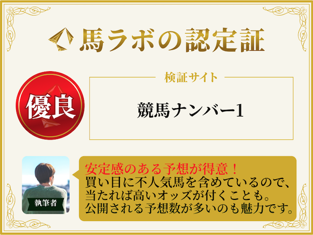 競馬ナンバー1の優良認定証