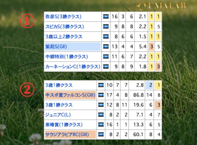 1番人気の実績比較