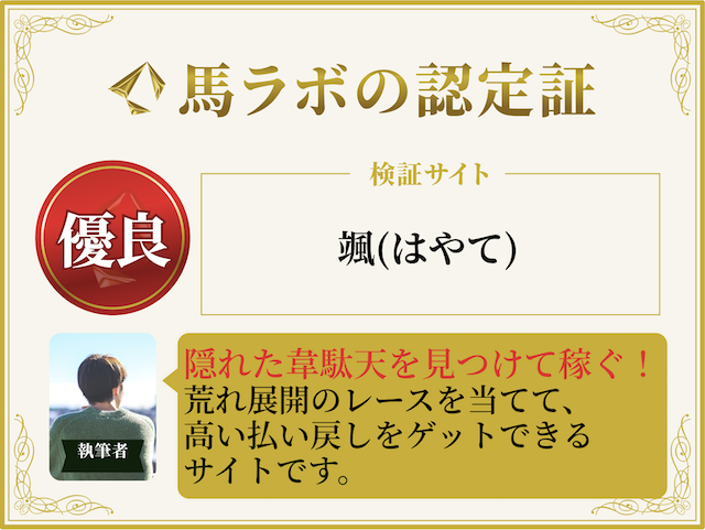 颯の優良認定証